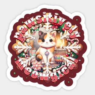 Meowy Catmus Wreath Pawsitively Meowgical 5C4 Sticker